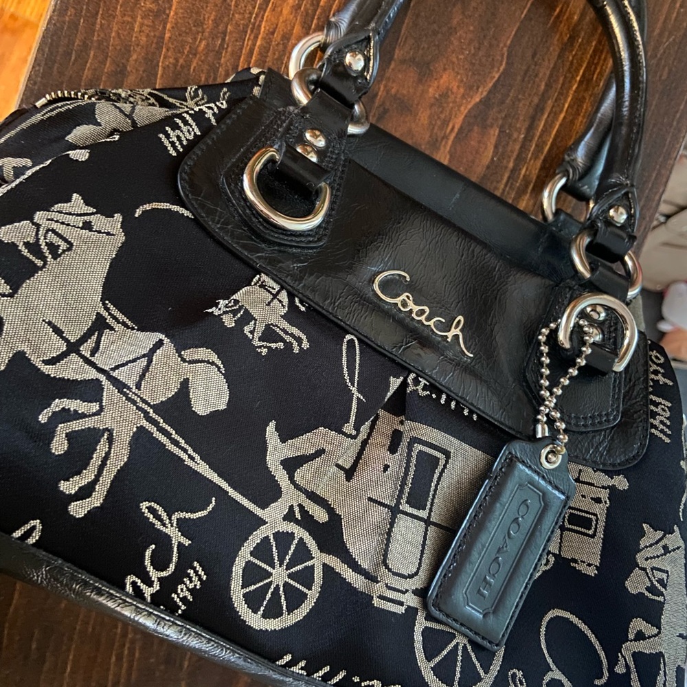 Coach Madison Handbag Horse Carriage Print 2015